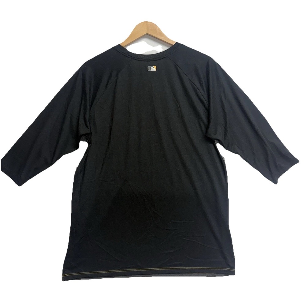 Pittsburgh Pirates Nike MLB Mens L Gray Black Dri-Fit 3/4 Raglan Sleeve Baseball - Picture 2 of 10